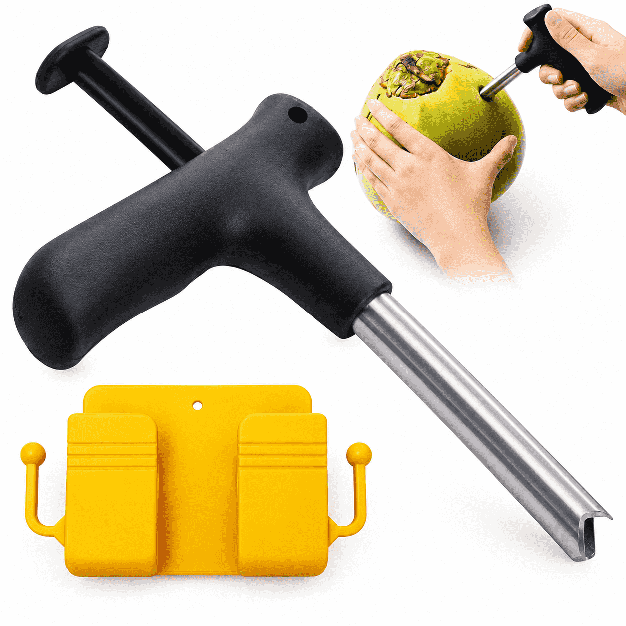 Coconut Opener with Wall Mounted Mobile Charging Stand and Key Holder