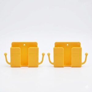 Yellow Plastic Wall-Mounted Multi-Purpose Hook Holder (Set of 2)
