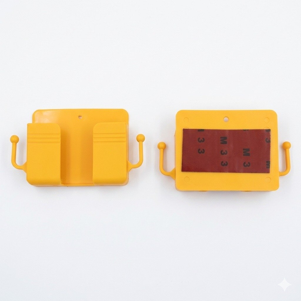 Yellow Plastic Wall-Mounted Multi-Purpose Hook Holder (Set of 2)