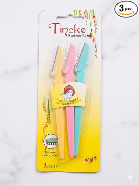 TineKe Eyebrow Razor for Women – Pack of 3 | Facial Hair Remover with Safety Cover