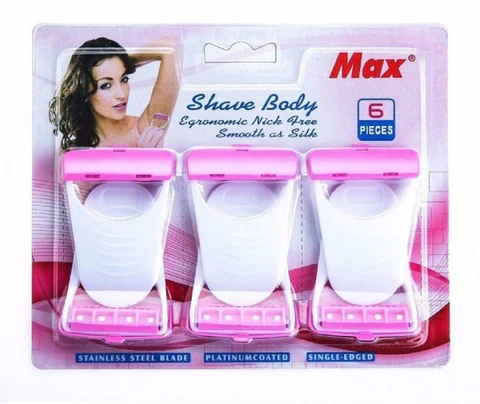 Max Disposable Body Shaver for Women – 6 Pieces Pack, Stainless Steel Blades